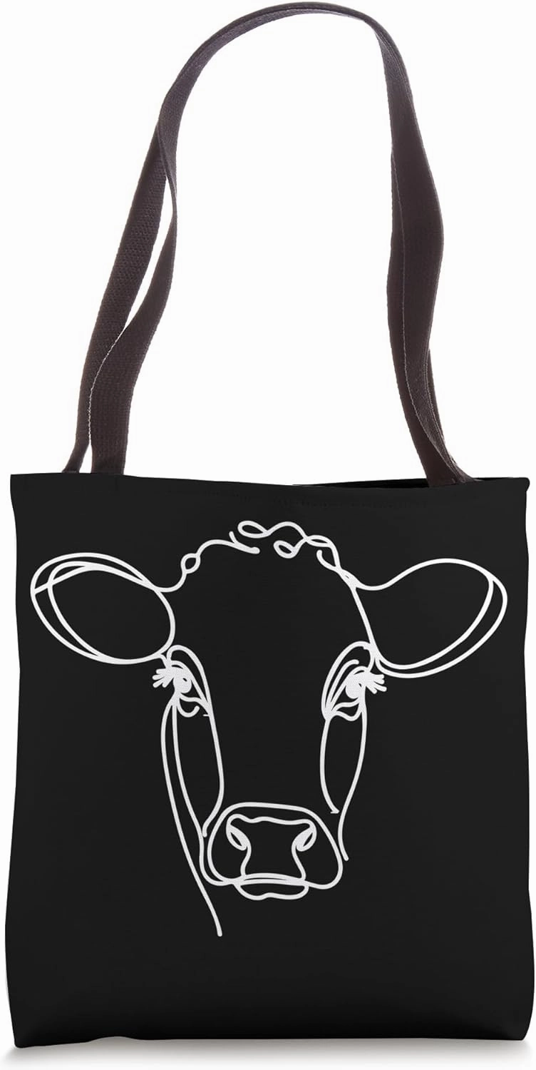 Line Art Dad Mom Cow - Red Poll Tote Bag