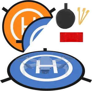 Linkidea 43'' Drones Landing Pad, Portable, Foldable Drone Accessories Pads for DJI Mavic Phantom 2/3/4/ Pro, Waterproof RC Drones Helicopter, Antel Robotic, Universal PVB Drones (Orange 110cm)