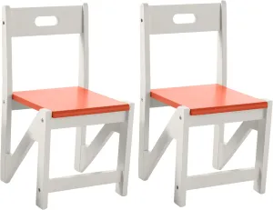 Lipper International Kids' ZigZag Stacking Chairs for Play or Learning, 12.5" W x 12.5" D x 23.75" H, Set of 2, Orange/White