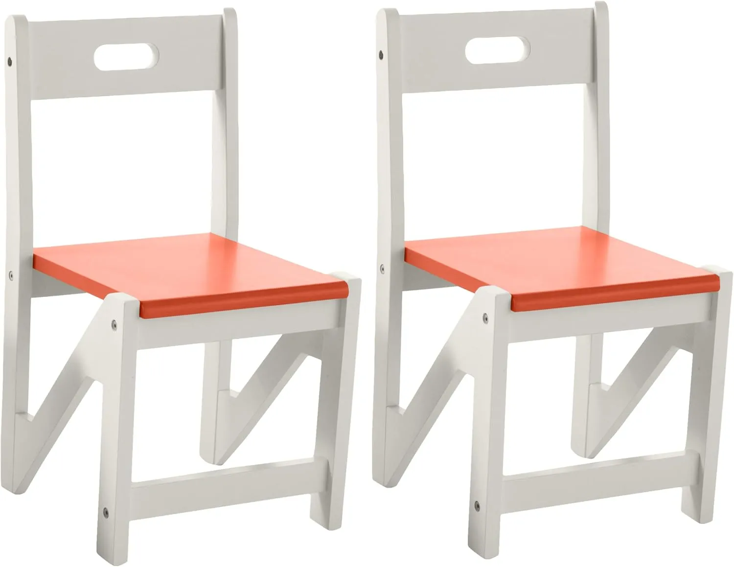 Lipper International Kids' ZigZag Stacking Chairs for Play or Learning, 12.5" W x 12.5" D x 23.75" H, Set of 2, Orange/White