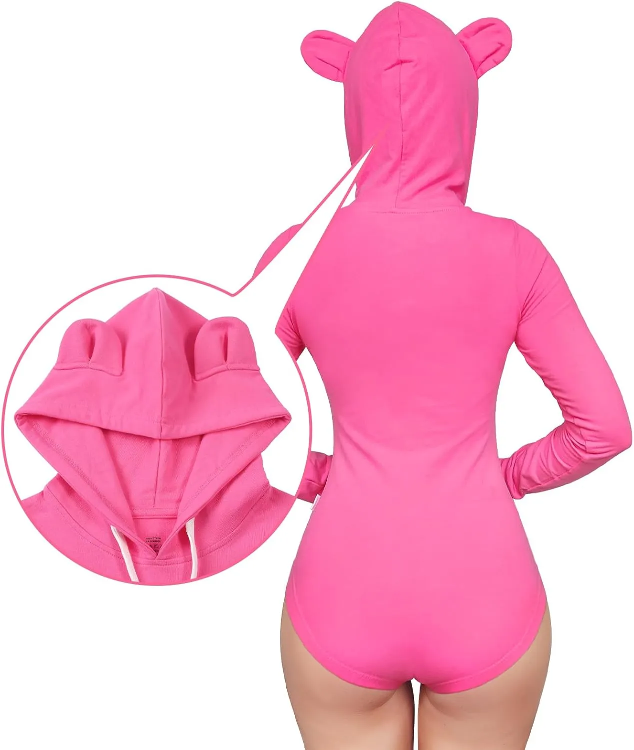 Littleforbig Cotton Romper Onesie Pajamas Hoodie Bodysuit - Cozy Sissy Bear Hoodie Sweatshirt Onesie