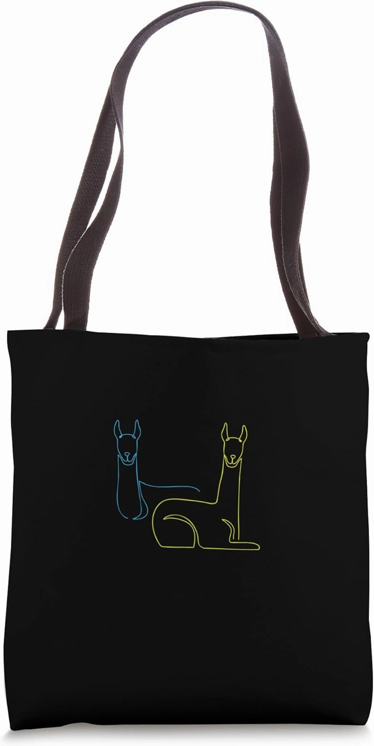 Llama Line Art Minimalist Alpaca Simple Lama Blue And Yellow Tote Bag