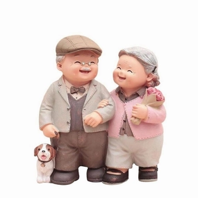 Love Lasts Figurine Elderly Couple Birthday Wedding Living Room Resin Decoratio