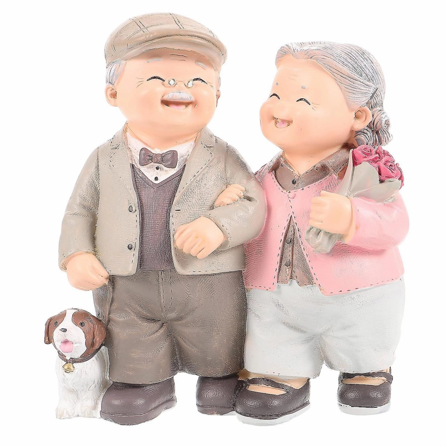 Love Lasts Figurine Elderly Couple Birthday Wedding Living Room Resin Decoratio