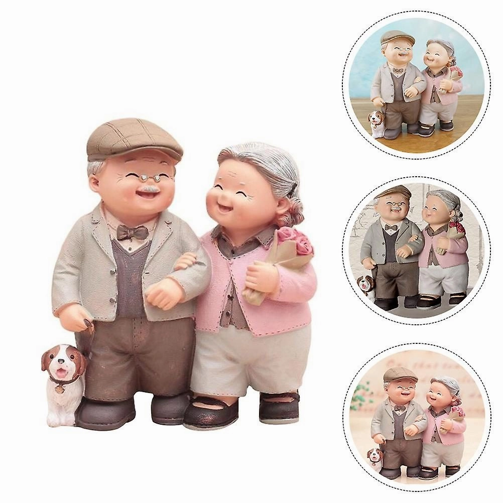 Love Lasts Figurine Elderly Couple Birthday Wedding Living Room Resin Decoratio