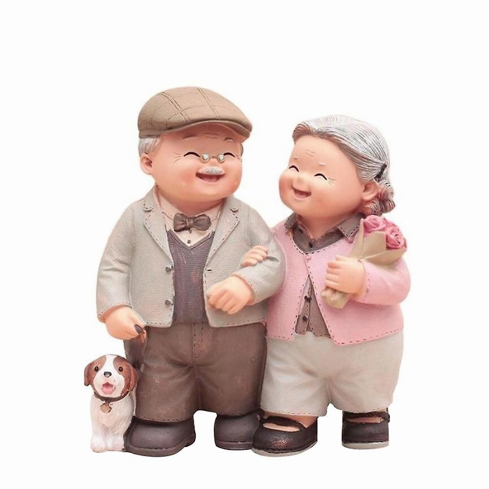 Love Lasts Figurine Elderly Couple Birthday Wedding Living Room Resin Decoratio