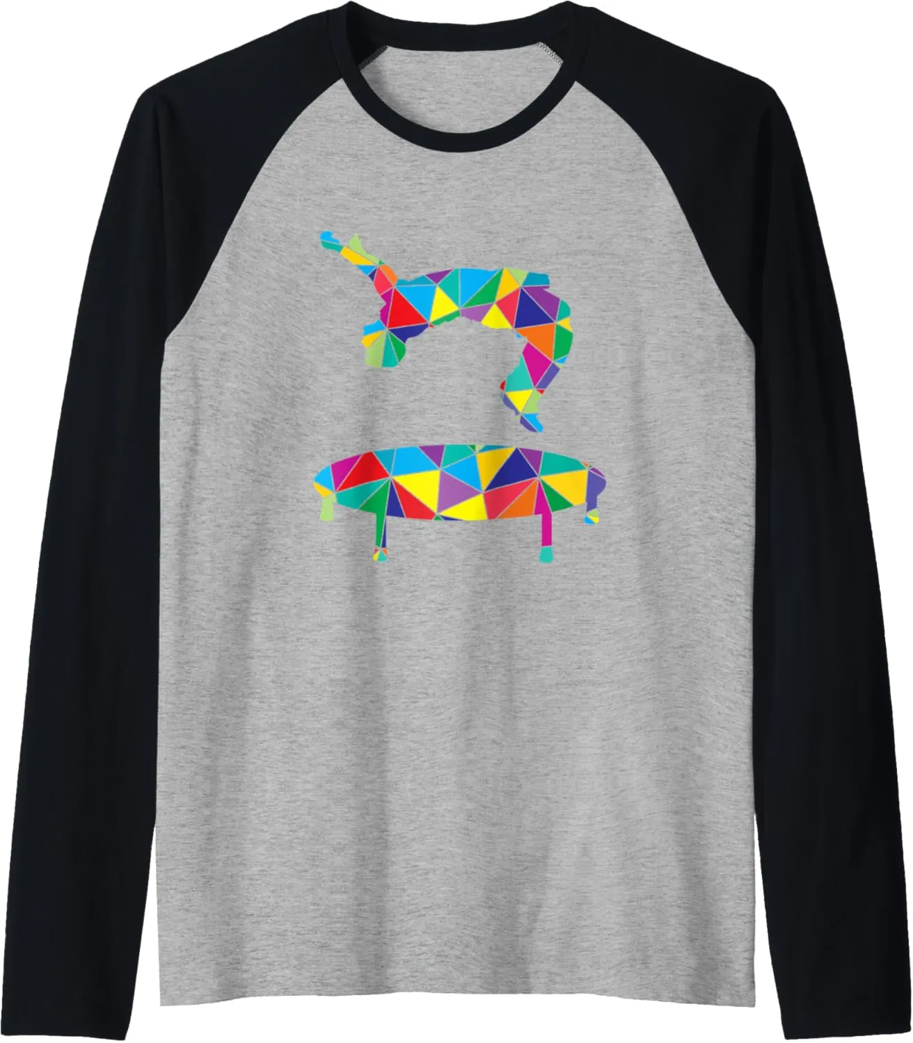 Low Poly Art Freerun Polygon Art Trampoline Parkour Backflip Raglan Baseball Tee