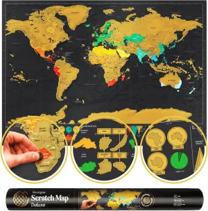 Luckies - Scratch Map | Travel Map & Scratch Off World Maps | X-Large Scratching Off World Maps | Travel Deluxe