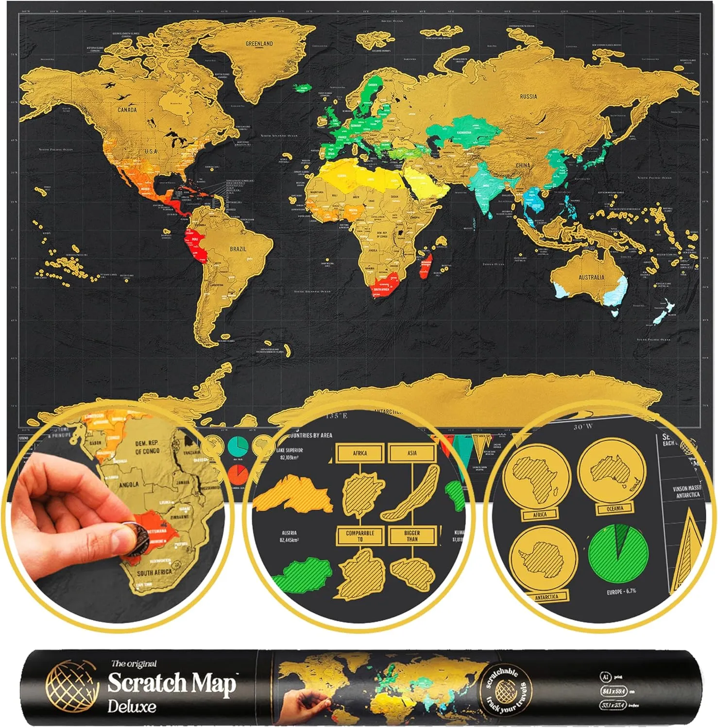 Luckies - Scratch Map | Travel Map & Scratch Off World Maps | X-Large Scratching Off World Maps | Travel Deluxe