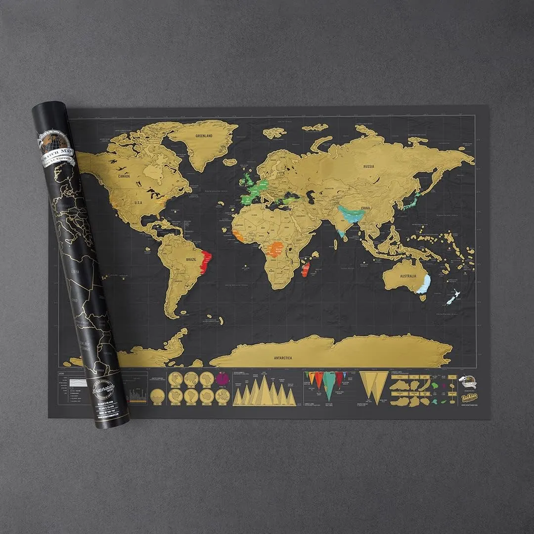 Luckies - Scratch Map | Travel Map & Scratch Off World Maps | X-Large Scratching Off World Maps | Travel Deluxe