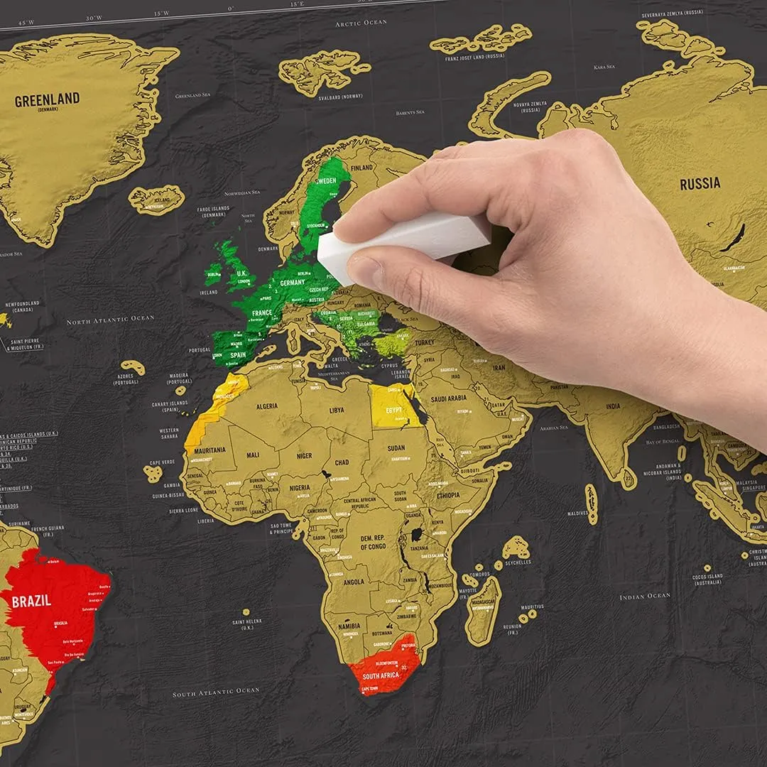 Luckies - Scratch Map | Travel Map & Scratch Off World Maps | X-Large Scratching Off World Maps | Travel Deluxe