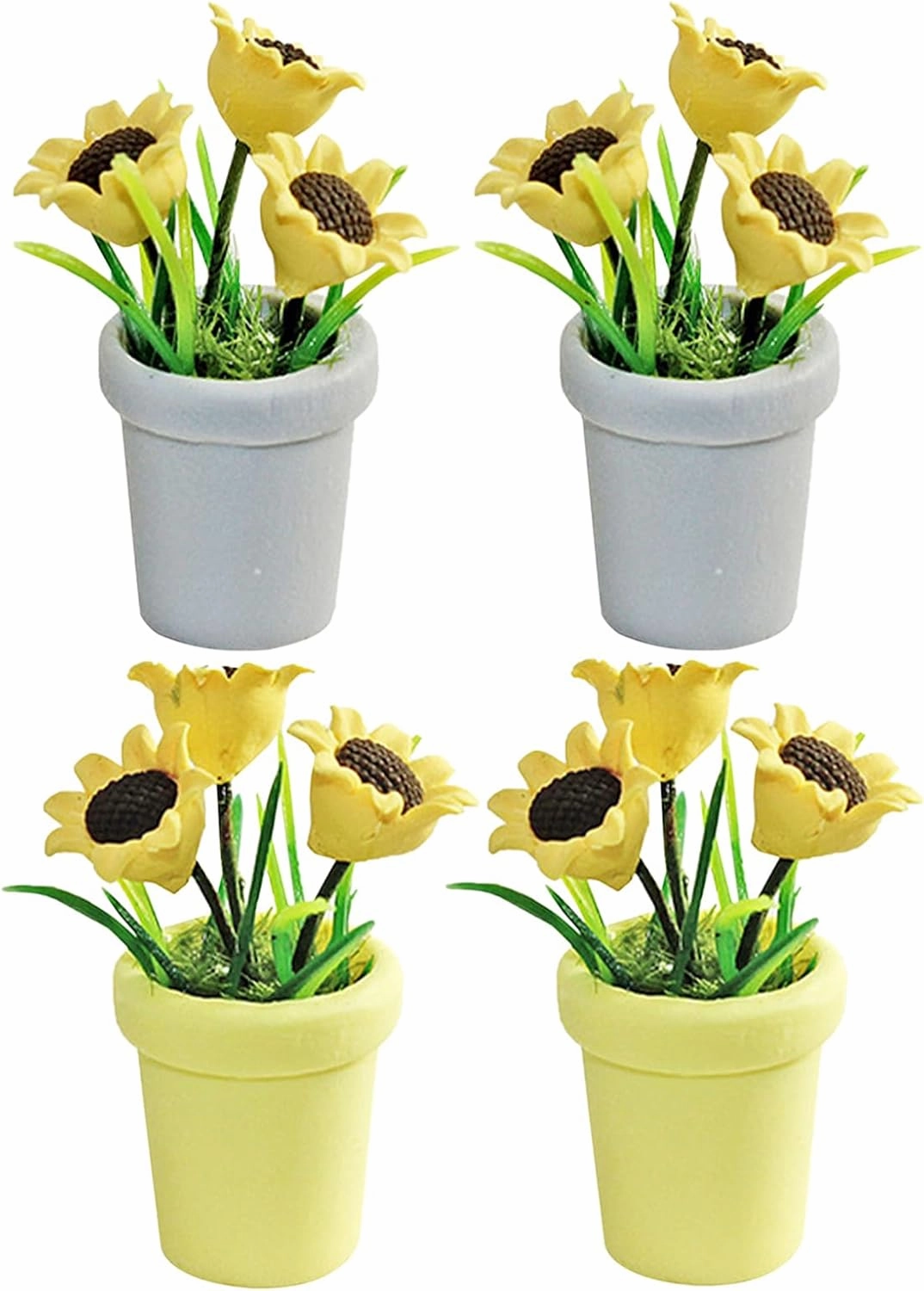 LUOZZY 4 Pcs 1 12 Scale Dollhouse Miniature Potted Plants Mini Bonsai Sunflower Model for Mini Dollhouse Decorations