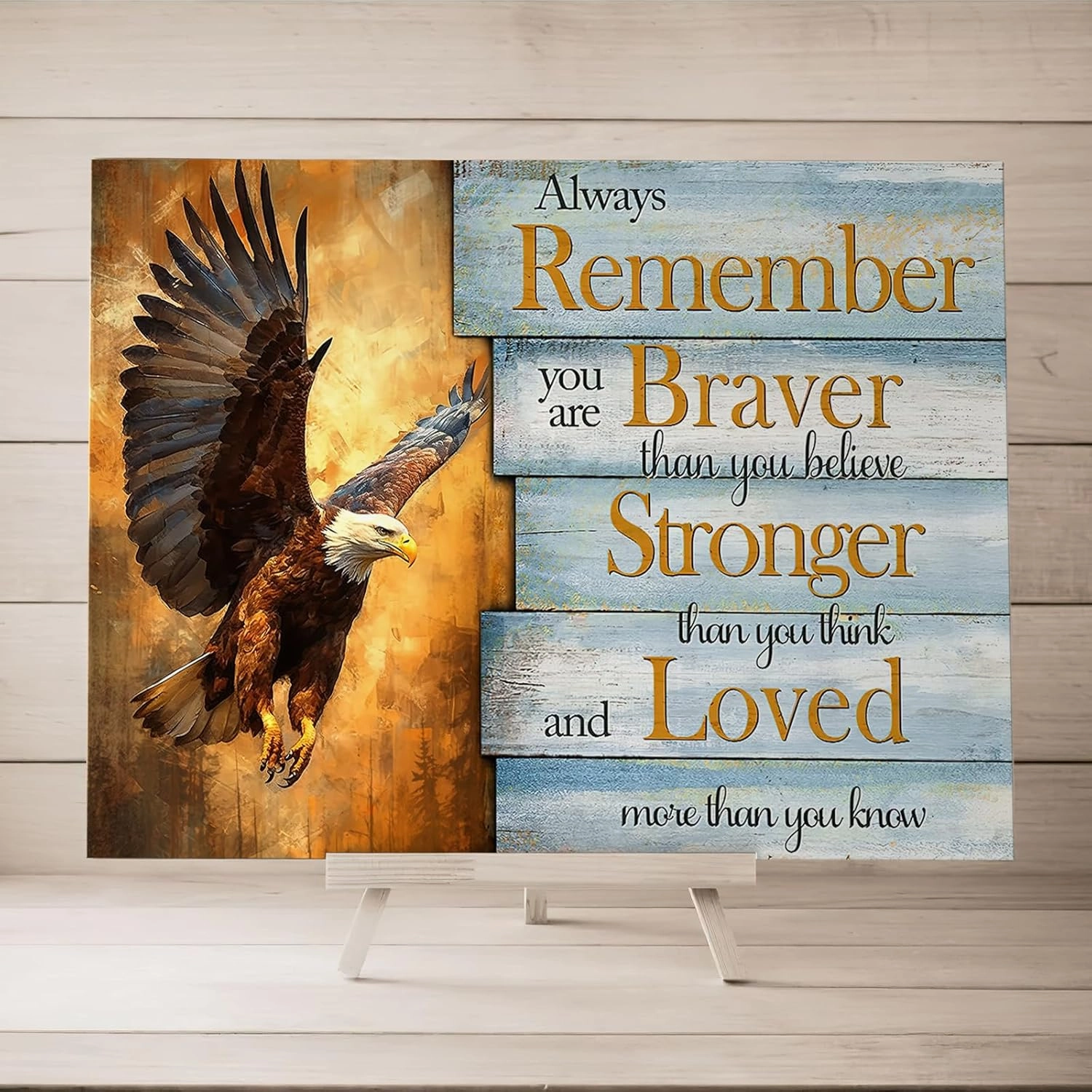 Luslya Motivational Bald Eagle Canvas Wall Art - Flying Eagle Decor Painting - Inspirational Quotes - Framed Poster - Home Decoration for Living Room, Bedroom, Bathroom - 12x16 inch