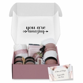 Lynwood Care Package: You Are Amazing Care Package With All Natural Sugar Shower Scrub, Soap and Lotion Set, Shower Bomb Aromatherapy, Hydrating Body Oil , Scented Candle, Relaxing Lavander Bath Salts