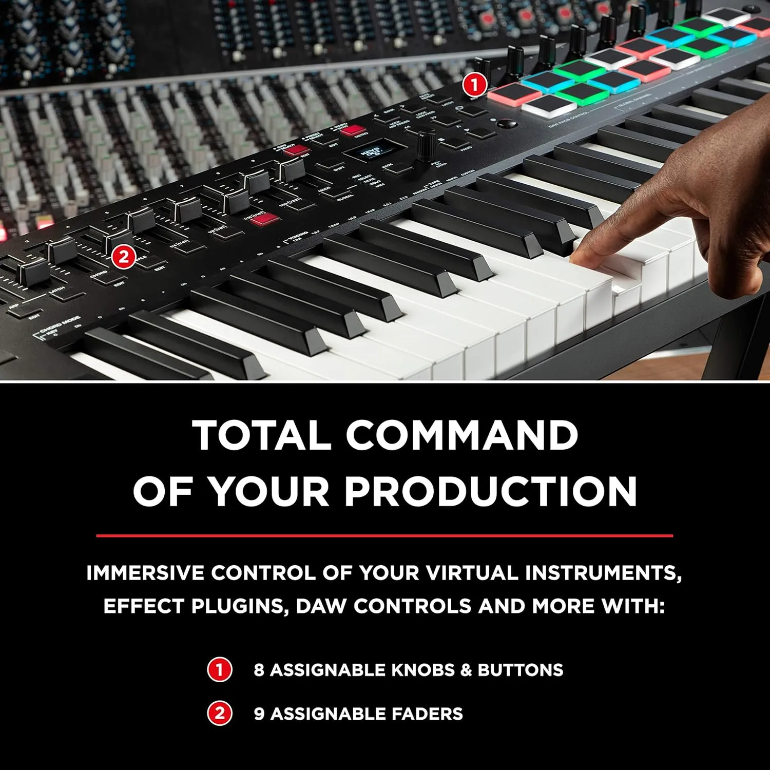 M-Audio Oxygen Pro 49 and HDH40 – 49 Key USB MIDI Keyboard Controller With Beat Pads, and Over Ear Headphones with 9 ft Cable