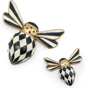 MACKENZIE-CHILDS Set of 2 Decorative Magnets, Magnets for Refrigerator Decor, Courtly Check Bee
