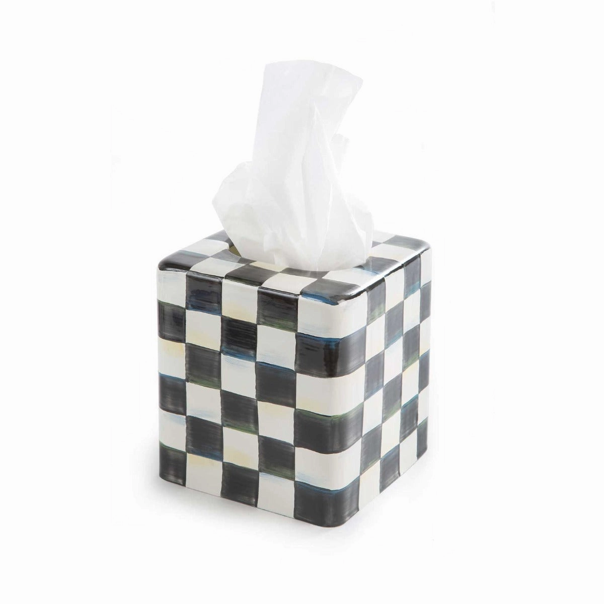 Mackenzie-Childs Courtly Check Enamel Boutique Tissue Box Cover