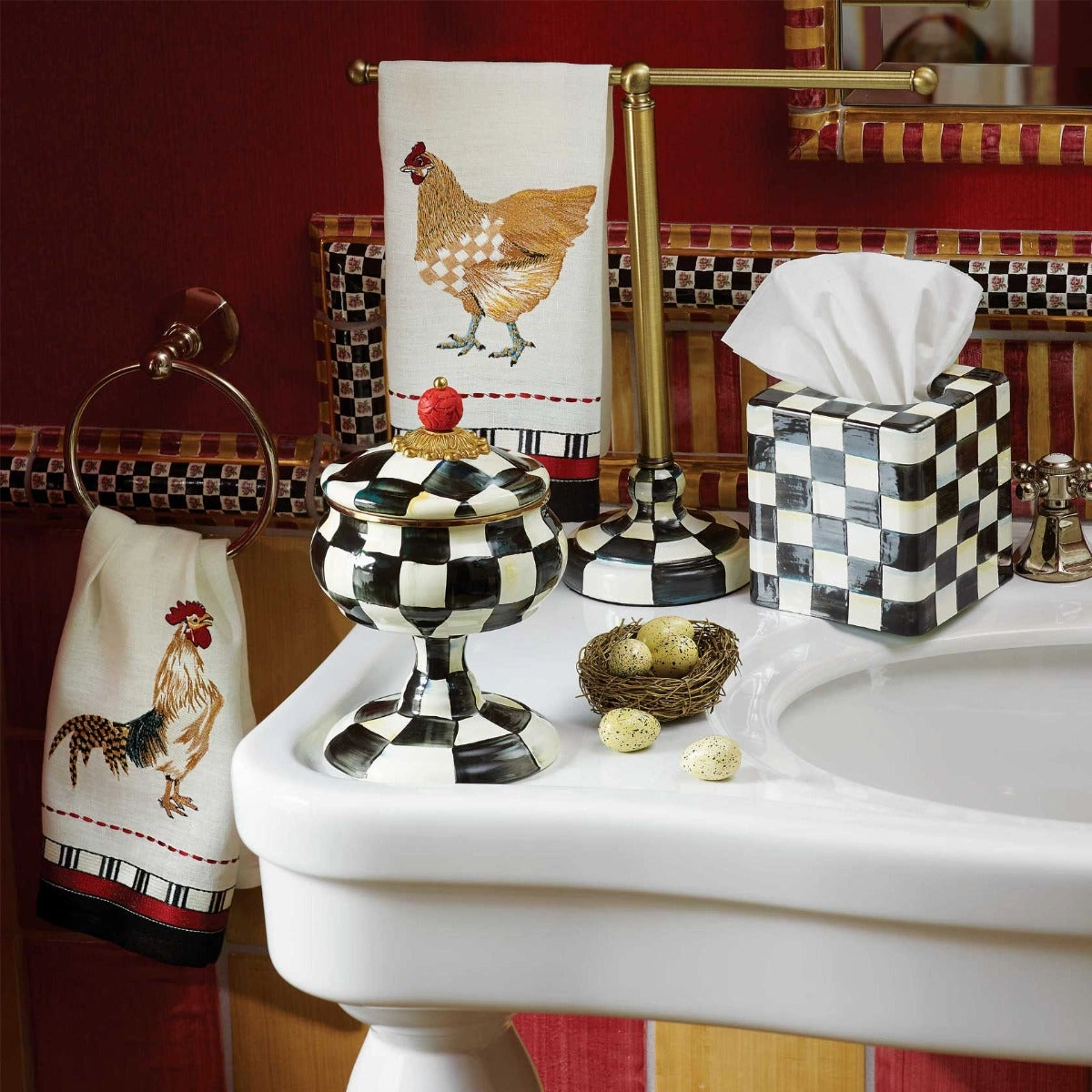 Mackenzie-Childs Courtly Check Enamel Boutique Tissue Box Cover