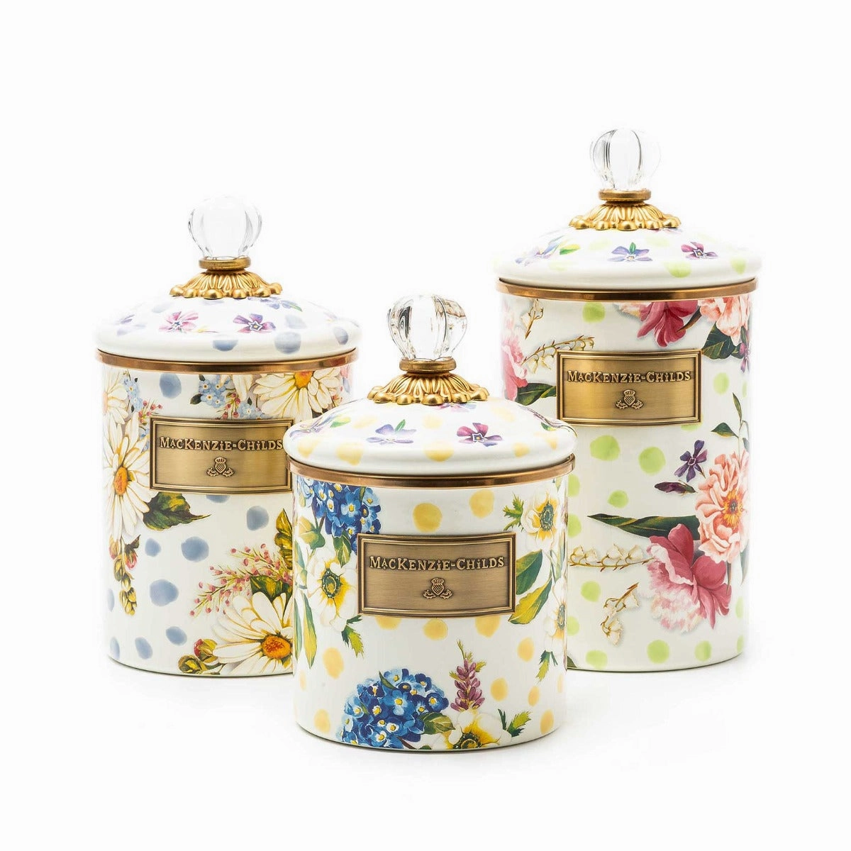 Mackenzie-Childs Wildflowers Enamel Medium Canister, Blue