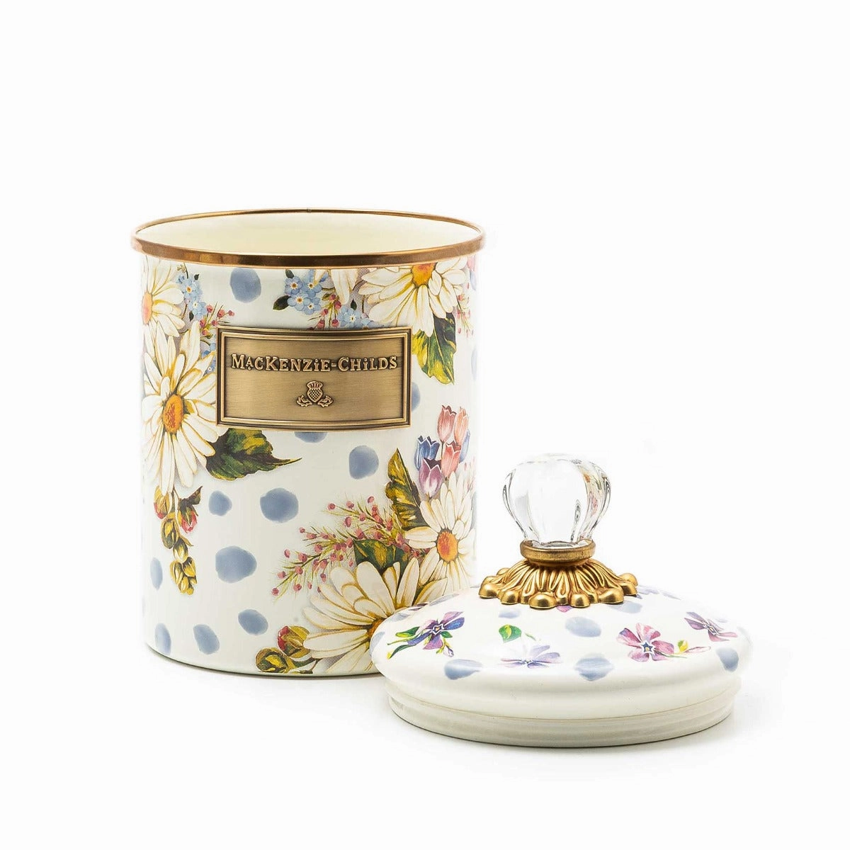 Mackenzie-Childs Wildflowers Enamel Medium Canister, Blue