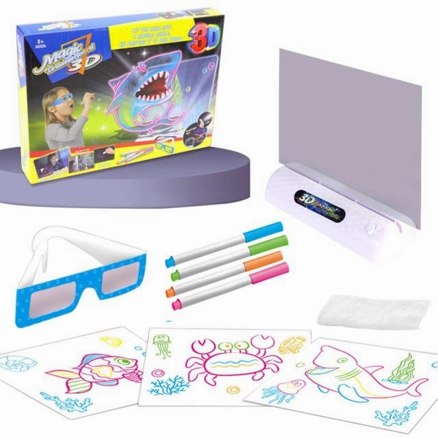 Magic 3D Drawing Board LED Light Effects Puzzle Drawing Pad Kids Painting Educational Toys Children Grow Playmates Creative Gift