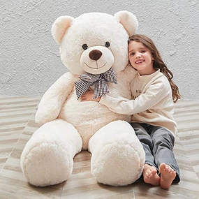 MaoGoLan MorisMos 47 inch Giant Teddy Bear Stuffed Animals Plush Cute Soft Toys Teddy Bear for Girl Children Girlfriend Valentine's Day White 1.2M