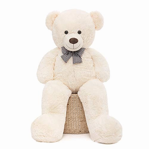 MaoGoLan MorisMos 47 inch Giant Teddy Bear Stuffed Animals Plush Cute Soft Toys Teddy Bear for Girl Children Girlfriend Valentine's Day White 1.2M