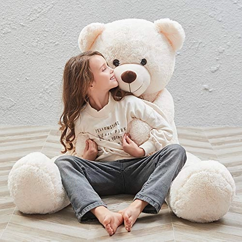 MaoGoLan MorisMos 47 inch Giant Teddy Bear Stuffed Animals Plush Cute Soft Toys Teddy Bear for Girl Children Girlfriend Valentine's Day White 1.2M