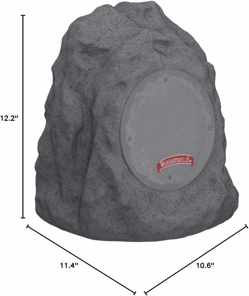 Margaritaville Outdoor Rock Bluetooth Wireless Speaker | Durable Bluetooth Speakers, Fantastic Yard or Patio Decor, IPX-4 Waterproof Rated, Granite Grey “On The Rock