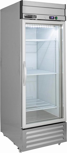 MAXX Cold V-Series 1 Glass Door Reach-In Refrigerator, Bottom Mount, 27" W, 19 cu. ft. Storage Capacity, in Stainless Steel (MVR-23GDHC)