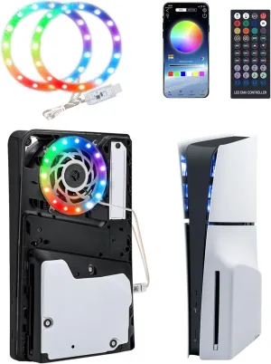 Mcbazel RGB LED Light Strip for PS5/PS5 Slim /PS5 PRO Console, IR Remote/APP/USB 3 Control Methods, 8 Colors 400  Effects DIY Decoration Accessories Flexible Tape Light Strips for PS5/PS5 Slim Console