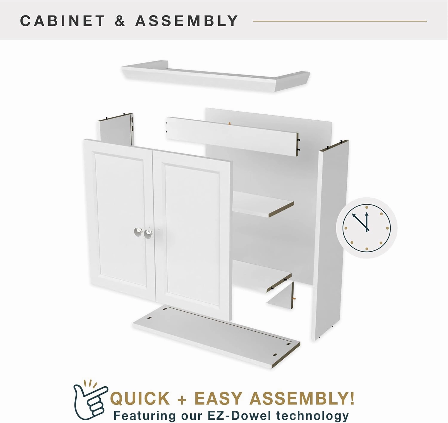 MCS 23x26 White Medicine Cabinet Organizer, Wall Mounted Bathroom Cabinet for Over-The-Toilet Storage, Bathroom Furniture & Restroom Organizer