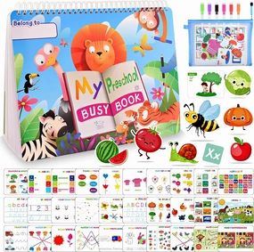 MDINGTD Busy Book for Toddlers, 30 Themes Montessori Preschool Learning Activities Kids Toys Birthday Xmas Gifts for 3-5 Year Olds Boys Girls Early Educational Toys Age 3-5 Autism Learning Materials