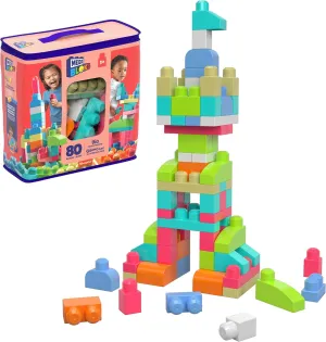 MEGA BLOKS First Builders Toddler Blocks Toys Set, Big Building Bag with 80 Pieces and Storage, Red, Ages 1  Years