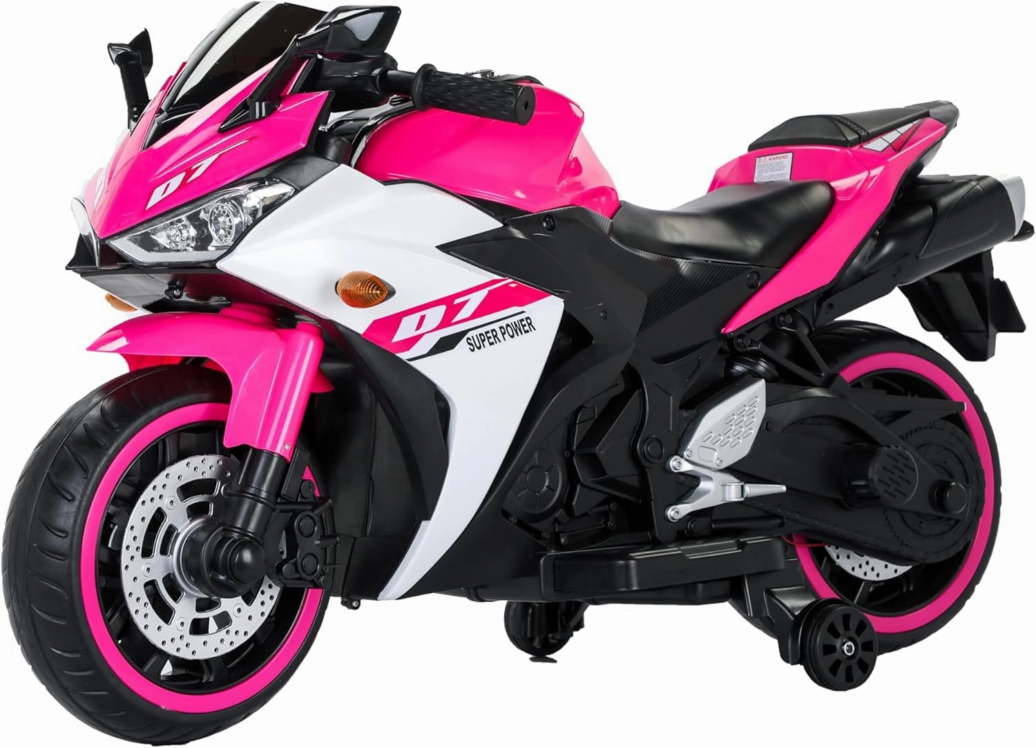 MEGHNA Kids Ride On Motorcycle 12V Electric Battery Powered for Kids Ages 3-8 Years with LED Light Tire Wide PU Seat Electric Motorcycle with Training Wheel for Boys Girls Toy Gifts (Pink)
