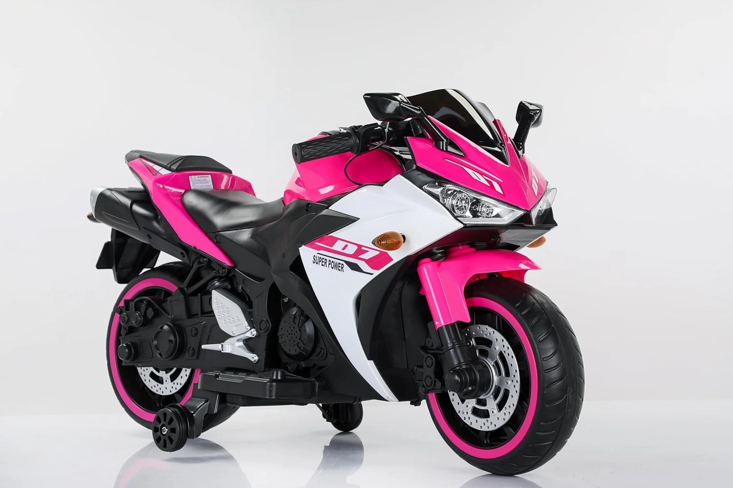 MEGHNA Kids Ride On Motorcycle 12V Electric Battery Powered for Kids Ages 3-8 Years with LED Light Tire Wide PU Seat Electric Motorcycle with Training Wheel for Boys Girls Toy Gifts (Pink)