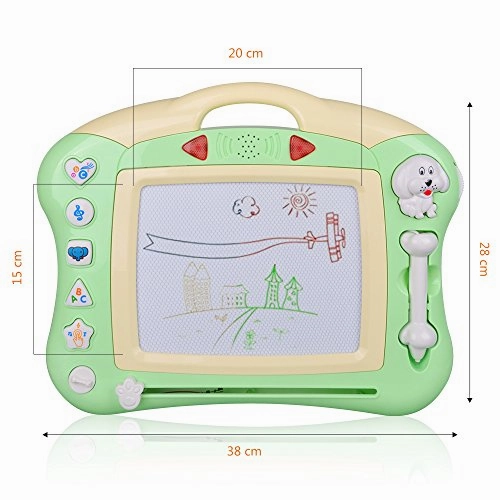 Meland Magnetic Drawing Board - Magna Drawing Doodle Board for Kids Toddlers with Light and Music (Green)