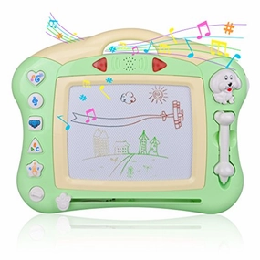 Meland Magnetic Drawing Board - Magna Drawing Doodle Board for Kids Toddlers with Light and Music (Green)