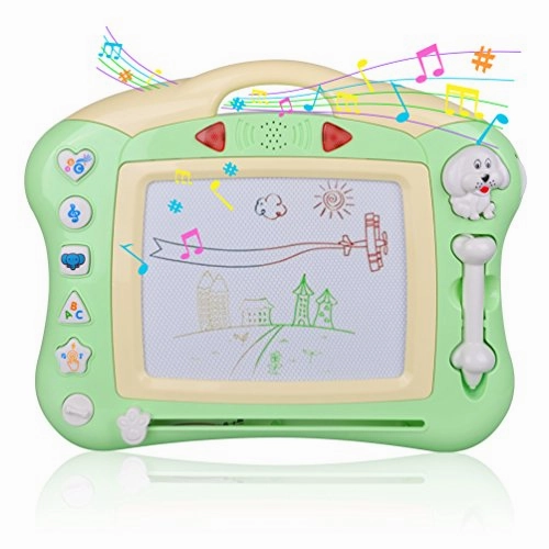 Meland Magnetic Drawing Board - Magna Drawing Doodle Board for Kids Toddlers with Light and Music (Green)