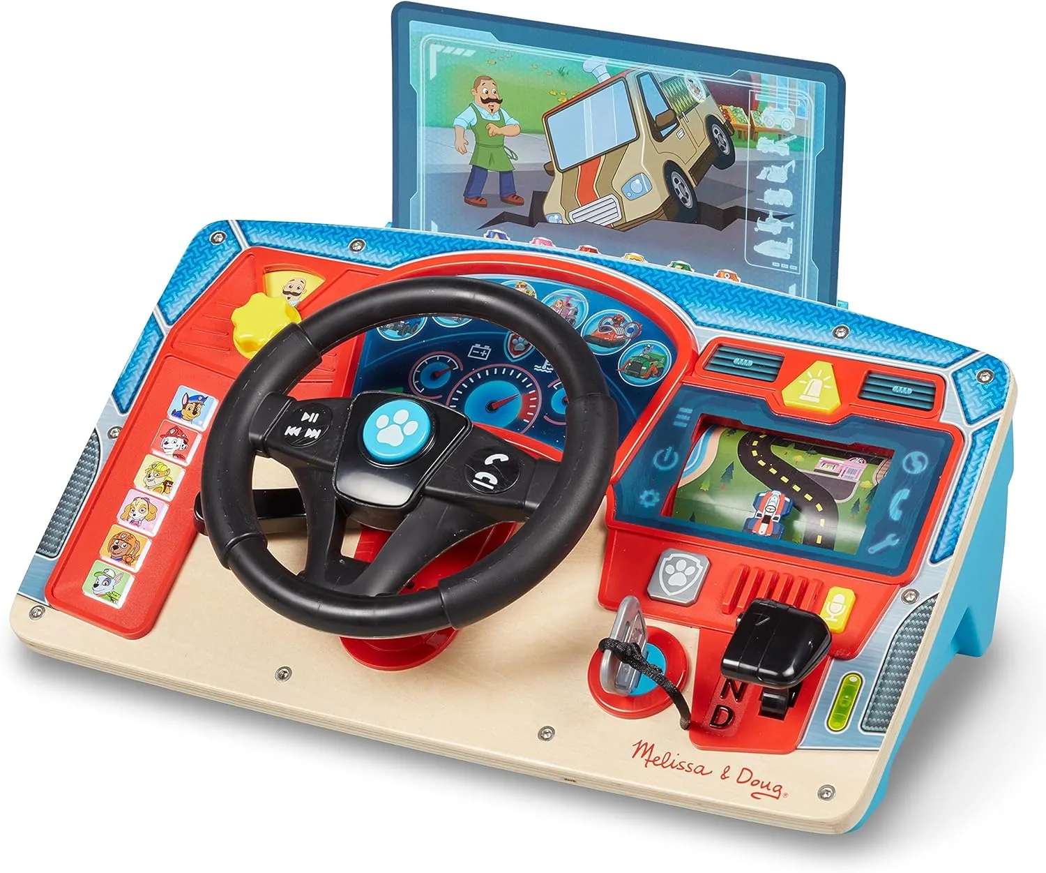 Melissa & Doug PAW Patrol Rescue Mission Wooden Dashboard - Activity Board, Toddler Sensory Toys, Pretend Play Driving Toy For Kids Ages 3 