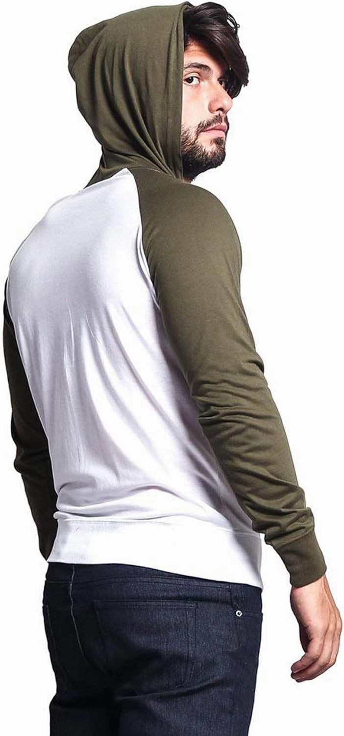 Men's Raglan Lightweight Zip Up Hoodie Sweatshirts