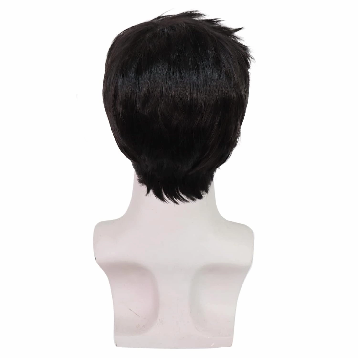 Mens Black Wig Short Straight Black Wig Layered Male Heat Resistant Synthetic Hair Replacement
