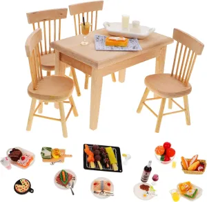 Milisten 1 Set Table Chair for Dollhouse Realistic Kitchen Accessories with Food Layout Creative Play Furniture for Safe and Lightweight Design