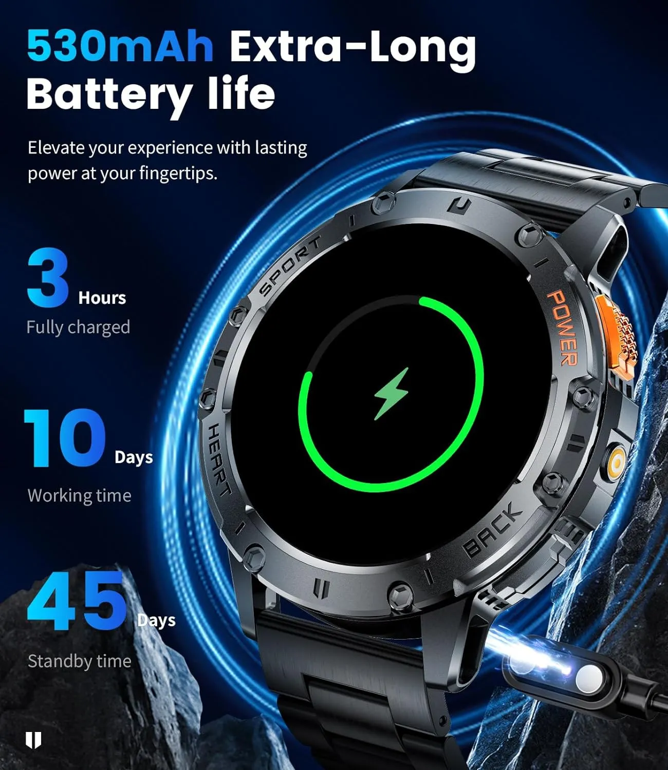 Military Smart Watches for Men(Answer/Make Call) - 3 Straps,1.43" HD AMOLED Upgraded Outdor 530mAh Sports Smartwatch with Flashlight/Heart Rate/Sleep Monitor/IP68, Fitness Tracker for Android iOS