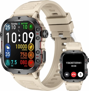 Military Smart Watch Answer Make Calls Smartwatch Compatible iPhone Android Phones 1.96" Fitness Tracker Heart Rate Monitor Sleep Monitor Pedometer