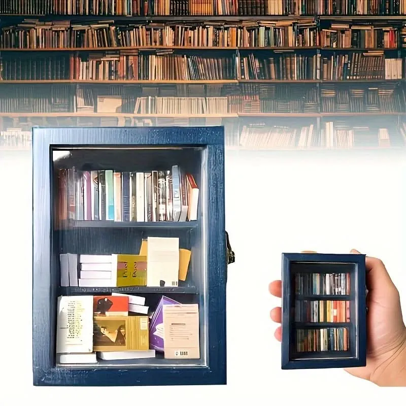 Miniature Aluminum Alloy Bookshelf – Multi-Compartment Organizer for Dollhouses