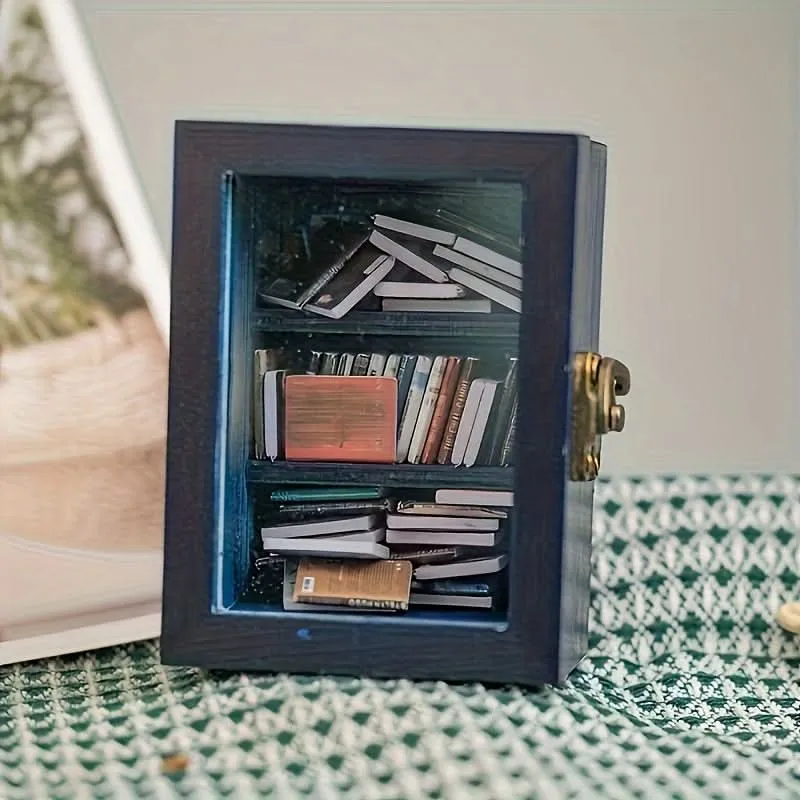 Miniature Aluminum Alloy Bookshelf – Multi-Compartment Organizer for Dollhouses