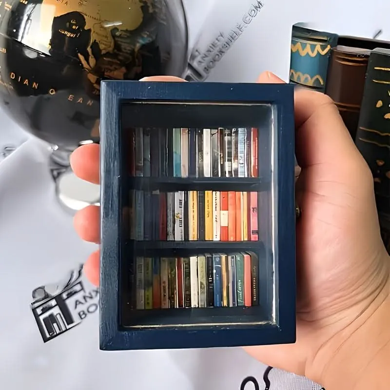 Miniature Aluminum Alloy Bookshelf – Multi-Compartment Organizer for Dollhouses