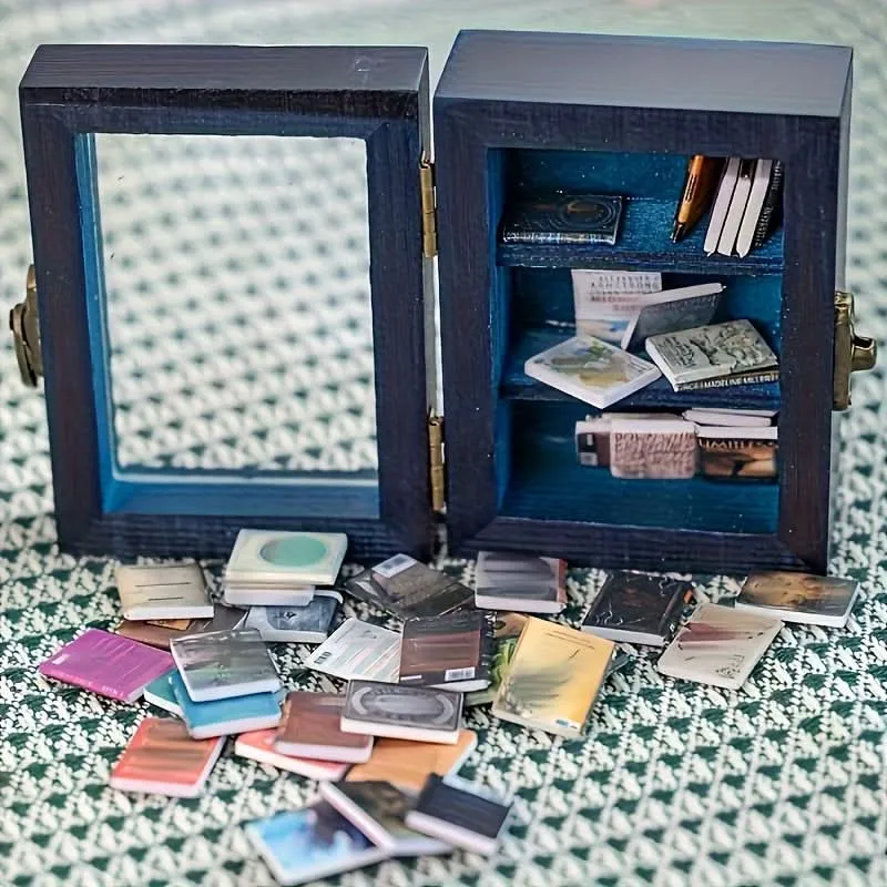 Miniature Aluminum Alloy Bookshelf – Multi-Compartment Organizer for Dollhouses