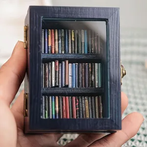 Miniature Aluminum Alloy Bookshelf – Multi-Compartment Organizer for Dollhouses